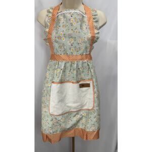 GWP Vintage-Inspired Green Daisy Print Apron with Polka Dot Accents
